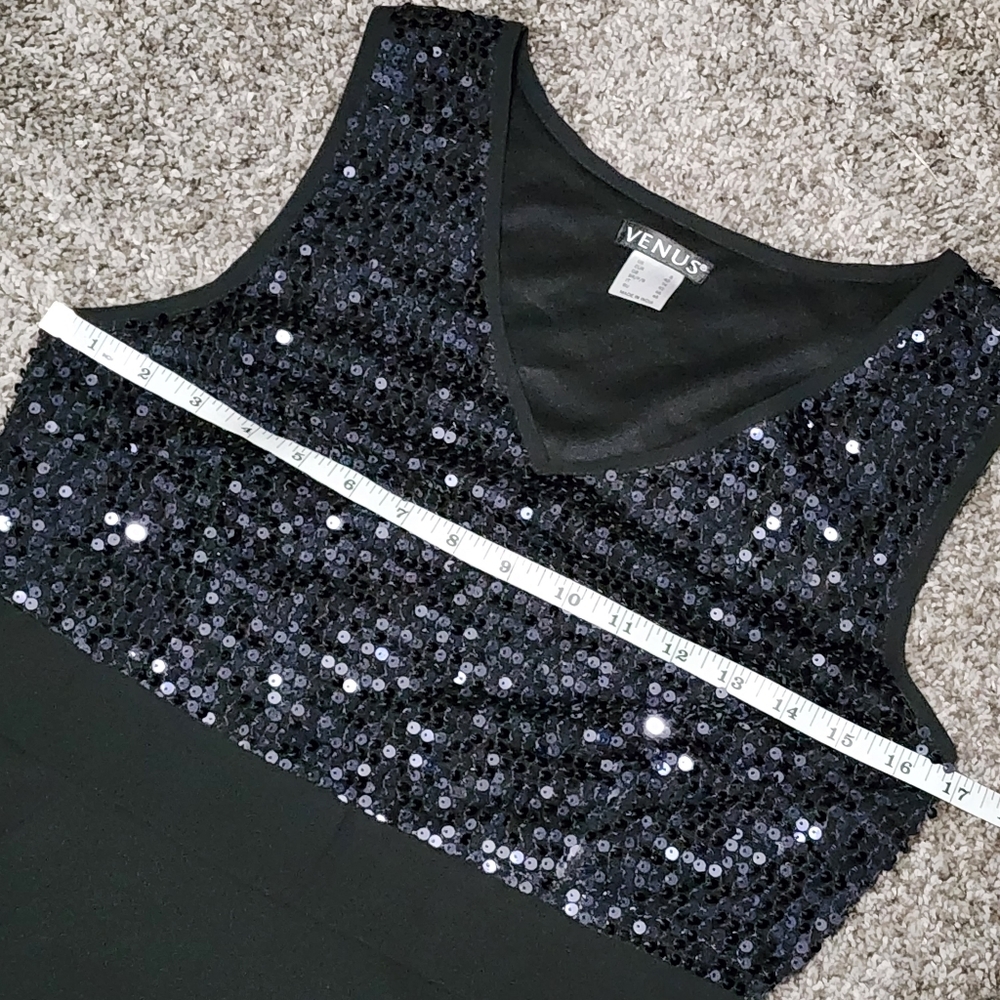 VENUS Black High-Low Cocktail Dress with V-Neck - Picture 13 of 13